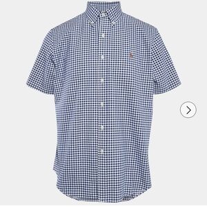 Ralph Lauren Navy and White Short Sleeve Sport Shirt Men Size 2TG 2XB Cotton